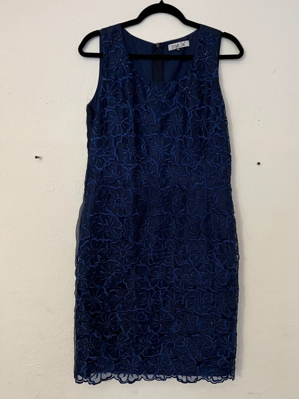 Diva Silk Navy Blue/ Black Dress with Blue Flowers